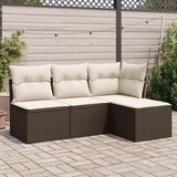  4-dijelni set vrtnih sofa od poliratana s jastucima smeđi | shoptok.hr