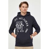 Tommy Hilfiger Pamučna dukserica za muškarce, boja: tamno plava, s kapuljačom, s tiskom | shoptok.hr
