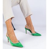 Gemre Green satin slingback pumps with rhinestones Mrozzi | Shoptok.si