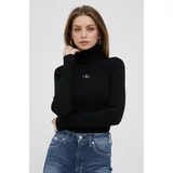 Calvin Klein Jeans Pulover ženski, črna barva