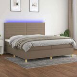  Krevet box spring s madracem LED smeđesivi 200x200 cm tkanina Cijene
