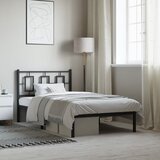 Maison Chic Kovinski Posteljni okvir - Enojna postelja - Postelja za odrasle z vzglavjem črn 100x190 cm, (21694776) | Shoptok.si