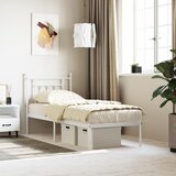 vidaXL Kovinski posteljni okvir z vzglavjem bel 75x190 cm | Shoptok.si