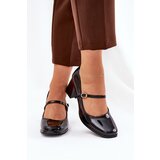 Boto Lacquered Heels On A Block With Strap And Buckle Black Tammirea | Shoptok.si