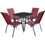 Olimp Sport Baštenska Garnitura Dragon Crvena - 4 Stolice i Sto Sa Staklom | ePonuda.com
