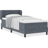vidaXL Posteljni okvir z vzmetnico Temno siva 90x200 cm Žamet | Shoptok.si