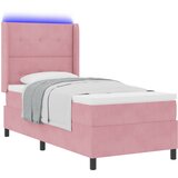 vidaXL Box Spring postelja z vzmetnico in LED Roza 90x190 cm Žamet, (22049226) | Shoptok.si