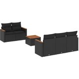  The Living Store Vrtna sedežna garnitura 6-delna z blazinami črna poli ratan - Vrtna Sedežna Garniture, (21443473) | Shoptok.si
