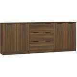  3-dijelna komoda boja smeđeg hrasta od konstruiranog drva | shoptok.hr