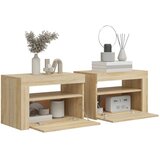  Noćni ormarići 2 kom s LED svjetlima boja hrasta 60x35x40 cm | shoptok.hr