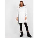 Fashion Hunters Ecru oversized long sweatshirt with a pocket and zippers Cene