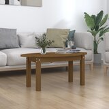 vidaXL Klubska mizica medeno rjava 80x40x35 cm trdna borovina Cene