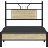 vidaXL Posteljni okvir brez vzmetnice hrast 75x190 cm inženirski les | Shoptok.si