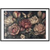  Plakat Flowers on a Turquoise Background 90x60 Crni okvir s margom | shoptok.hr