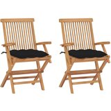 Maison Chic Vrtni stoli - Stol za vrt s črnimi blazinami 2 kosa trdna tikovina JS1926, (21877811) | Shoptok.si