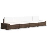 Poli vrtna sedežna garnitura 4-delna ratan rjava | Shoptok.si