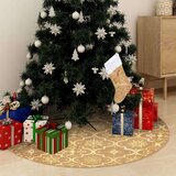  Luksuzna podloga za božićno drvce s čarapom žuta 90 cm tkanina | shoptok.hr