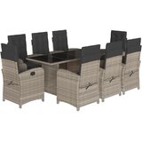  9-dijelni vrtni blagovaonski set od poliratana s jastucima sivi | shoptok.hr
