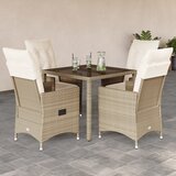  5-dijelni vrtni blagovaonski set od poliratana s jastucima bež 90 x 90 x 75 cm | shoptok.hr