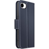 AVIZAR Premium usnjena torbica za iPhone 17e s predalom in stojalom, Nočno modra, (5000274445) | Shoptok.si