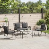 vidaXL Vrtni set za objed 3 pcs Crna, Antracit 113 x 69 x 83 cm | shoptok.hr