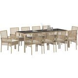  Set 6 Bež in črna Poli ratan, prašno lakirano jeklo, kaljeno steklo | Shoptok.si