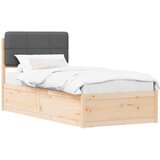 vidaXL Posteljni okvir z oblazinjenim vzglavjem Temno siva 90 x 200 cm, (5000102025) | Shoptok.si