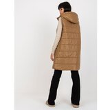 Fashion Hunters OCH BELLA light brown quilted down vest with hood Cene