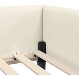 vidaXL Kotni posteljni okvir krema 90 x 190 cm Samet in inženirski les | Shoptok.si