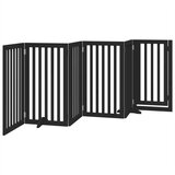 vidaXL Ograda za pse z vrati zložljiva 6 panelov črna 300cm topolovina | Shoptok.si