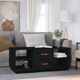 The Living Store Klubska mizica črna 100x50x41 cm trdna borovina - Klubska Mizica, (21573380) Cene