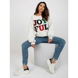 Fashion Hunters Light grey loose hoodie with lettering Cene