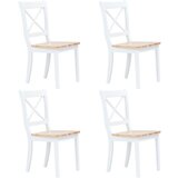 Furnova Jedilni stoli 4 kosi beli in naravni trdni kavčukovec, (21929529) | Shoptok.si