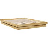 vidaXL posteljni okvir brez vzmetnice 135x190 cm masivni les hrast | Shoptok.si