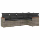 Maison Chic Seti vrtnega pohištva - Vrtna garnitura - Vrtni pohištvo set 5-delna z blazinami siv poli ratan, (21819846) | Shoptok.si