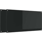  Kuhinjski zid 2 pcs Crna 120 x 60 cm Staklo otporno na udarce | Shoptok.si