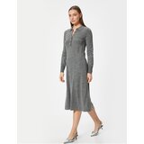 Koton Long Knitwear Dress Polo Neck Button Detailed Long Sleeve | ePonuda.com