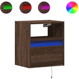 Maison Chic Stenski Dvo delni komplet Nočne omarice - Nočne mize z LED lučkami rjavi hrast, (21690159) | Shoptok.si