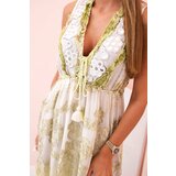 Kesi Włoski Women's viscose dress with embroidery olive | shoptok.hr