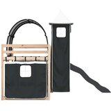  Krevet na kat s toboganom i zavjesama bijelo-crni 90 x 190 cm | shoptok.hr