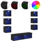 TV ormar S LED lampica s ladicama Zidne 8 pcs Crni hrast Stakl | shoptok.hr