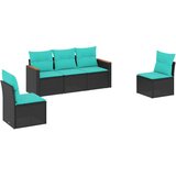  Vrtni set od 5 dijelova s jastucima, crni poliratan | shoptok.hr