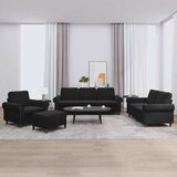  4-dijelni set sofa s jastucima crni baršunasti | Eponuda.ba