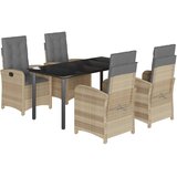  5-dijelni vrtni blagovaonski set od poliratana s jastucima bež Dužina stola 160 cm | Shoptok.si