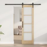  Drsna vrata Naravna 61 x 198,5 cm Trden borov les in steklo, (5000123045) | Shoptok.si