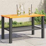 vidaXL Vrtna miza črna 70x38x42 cm poli ratan in akacijev les Cene