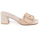GOODIN Tweed beige mulls on a heel Cene