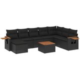 Maison Chic Seti vrtnega pohištva - Vrtna garnitura - Vrtni pohištvo set 9-delna z blazinami črn poli ratan, (21806091) | Shoptok.si