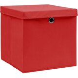  Kutije za pohranu s poklopcima 4 kom crvene 32x32x32 cm tkanina | shoptok.hr