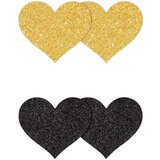 Ns Novelties Pretty Pasties Glitter Hearts Black Gold 2 Pairs Cene